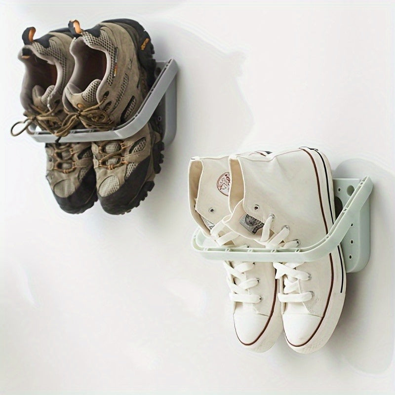 4 Piezas de Zapatero Plegable Sin Perforación, Estante para Zapatos de Plástico Simple, Adhesivo Montado en la Pared, Organizador Antipolvo para Hogar, Salón o Baño
