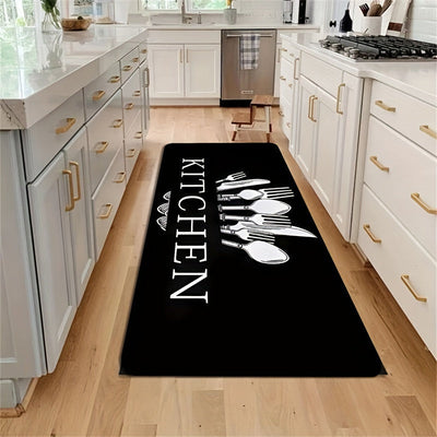 1pc Alfombra de cocina suave - Anti-fatiga, alfombra de corredor de confort no resbalosa con diseño de "COSECHA", ideal para salón, dormitorio, pasillo, cuarto de lavado, alfombra de poliéster absorbente y lavable en máquina, alfombra de suelo de cocina