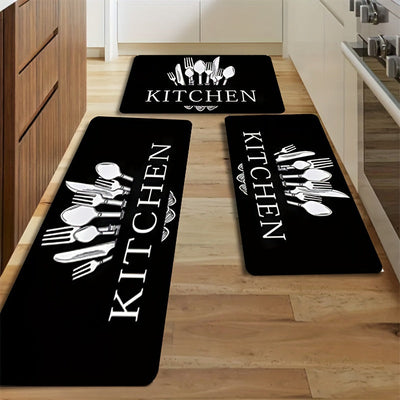 1pc Alfombra de cocina suave - Anti-fatiga, alfombra de corredor de confort no resbalosa con diseño de "COSECHA", ideal para salón, dormitorio, pasillo, cuarto de lavado, alfombra de poliéster absorbente y lavable en máquina, alfombra de suelo de cocina