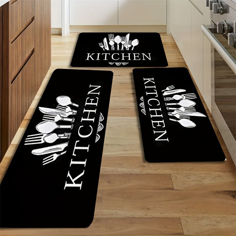 1pc Alfombra de cocina suave - Anti-fatiga, alfombra de corredor de confort no resbalosa con diseño de "COSECHA", ideal para salón, dormitorio, pasillo, cuarto de lavado, alfombra de poliéster absorbente y lavable en máquina, alfombra de suelo de cocina