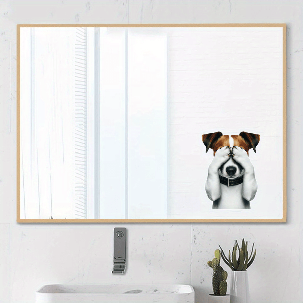 Calcomanías Creativas y Divertidas de Personalidad de Perro Sin Mirar para Inodoro, Arte Decorativo en Papel para Baño, Imanes para Nevera, Calcomanías para Vidrio, Pegatinas para Ventana del Coche, Decoración de Regalo para Navidad/Halloween