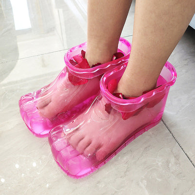 Par de botas de spa para pies de plástico reutilizable, sin fragancia, no eléctricas, bañera de spa para pies que ahorra agua, para uso doméstico.
