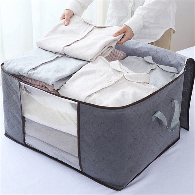 1pc Caja de almacenamiento de tela no tejida de gran capacidad, organizador portátil con cremallera que ahorra espacio para ropa, contenedor de decoración de interiores.