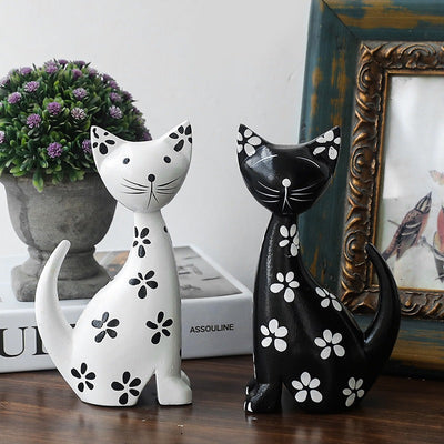 2 figuras de gatito de madera minimalistas nórdicas: aptas para decoración del hogar, la oficina o el bar - uso en interiores/exteriores, no se requiere electricidad