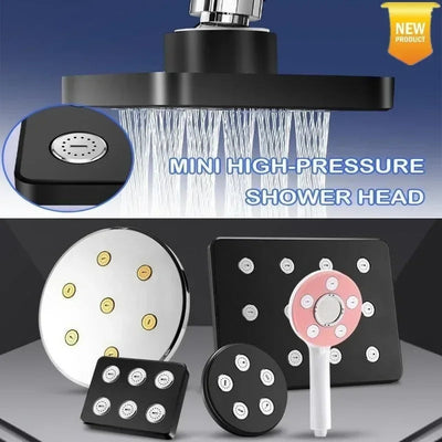 DCdray Cabezal de Ducha Mini Giratorio 360° de Alta Presión - Cabezal Cuadrado ABS Ahorrador de Agua con Flujo Ajustable para Baños Estilo Bohemio Moderno (/Blanco), Accesorio Duradero para el Baño
