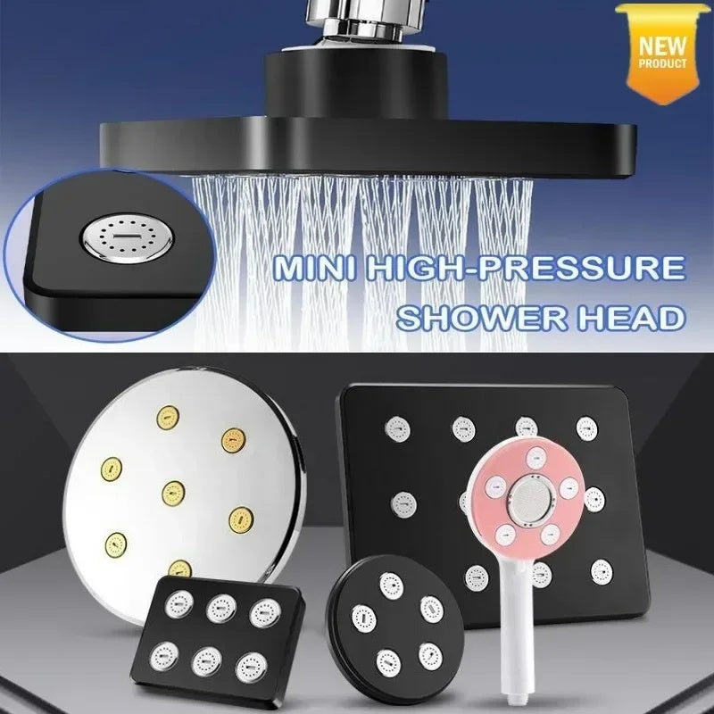 DCdray Cabezal de Ducha Mini Giratorio 360° de Alta Presión - Cabezal Cuadrado ABS Ahorrador de Agua con Flujo Ajustable para Baños Estilo Bohemio Moderno (/Blanco), Accesorio Duradero para el Baño