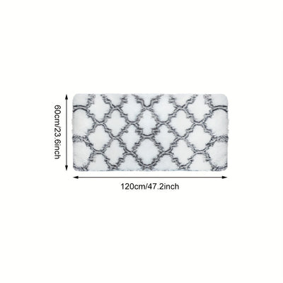 Alfombra de felpa gruesa, 1 pieza, diseño geométrico en gris y blanco, antideslizante, grande para sala, dormitorio o entrada, suave y esponjosa de poliéster con diseño de cuadrícula moderna, alfombra para sala