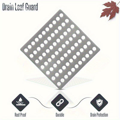 1 rejilla de acero inoxidable para drenaje, protector de hojas – Placa cuadrada resistente al óxido, filtro para protección de desagües exteriores