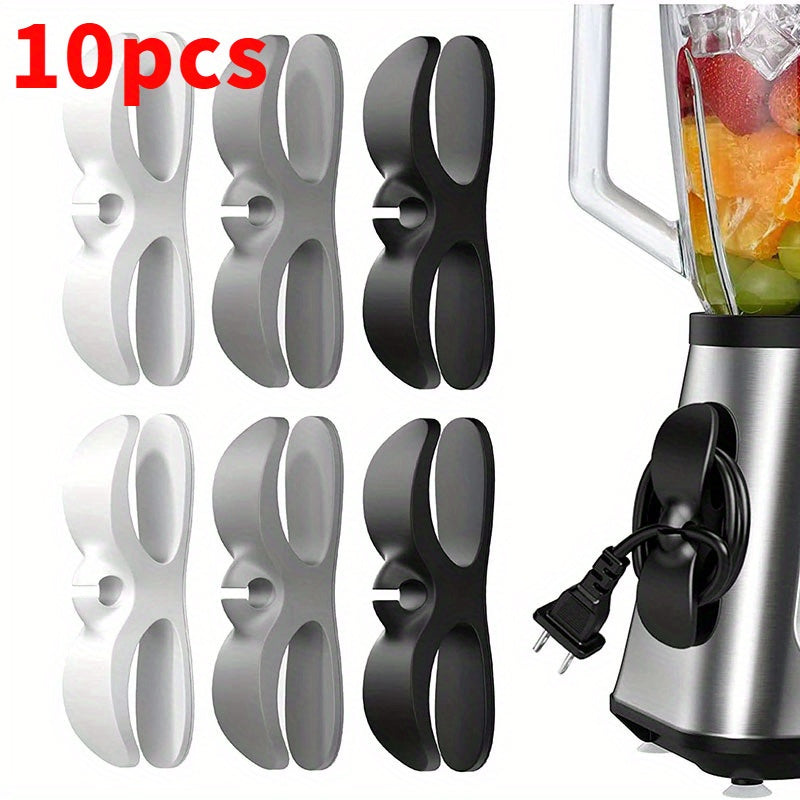 10 clips organizadores de cables de plástico, enrollador de cables adhesivo para electrodomésticos de cocina, abrazaderas de gestión de cables para freidora de aire, cafetera, licuadora - No requiere batería