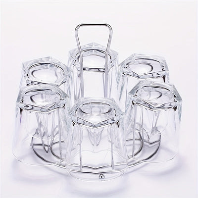 Soporte para tazas de acero inoxidable con base alta, elegante porta vasos de metal, escurridor para mostrador de cocina, organizador de tazas