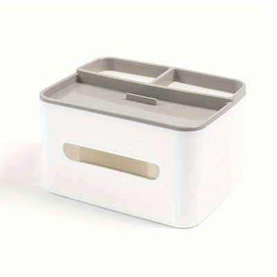 Organizador de Escritorio Multi-Functional con Porta-Pañuelos - Caja de Almacenamiento de Oficina de Plástico para Accesorios, Sin Materiales de Madera, Uso Libre de Electricidad - 1Pc Soporte de Escritorio para Organización en el Hogar y la Oficina