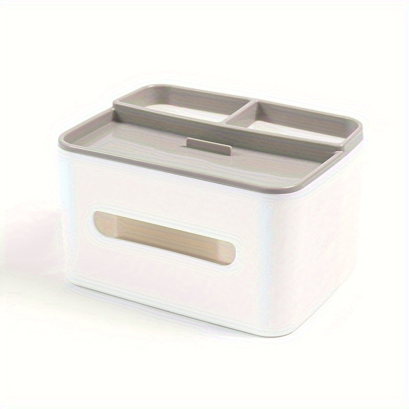 Organizador de Escritorio Multi-Functional con Porta-Pañuelos - Caja de Almacenamiento de Oficina de Plástico para Accesorios, Sin Materiales de Madera, Uso Libre de Electricidad - 1Pc Soporte de Escritorio para Organización en el Hogar y la Oficina