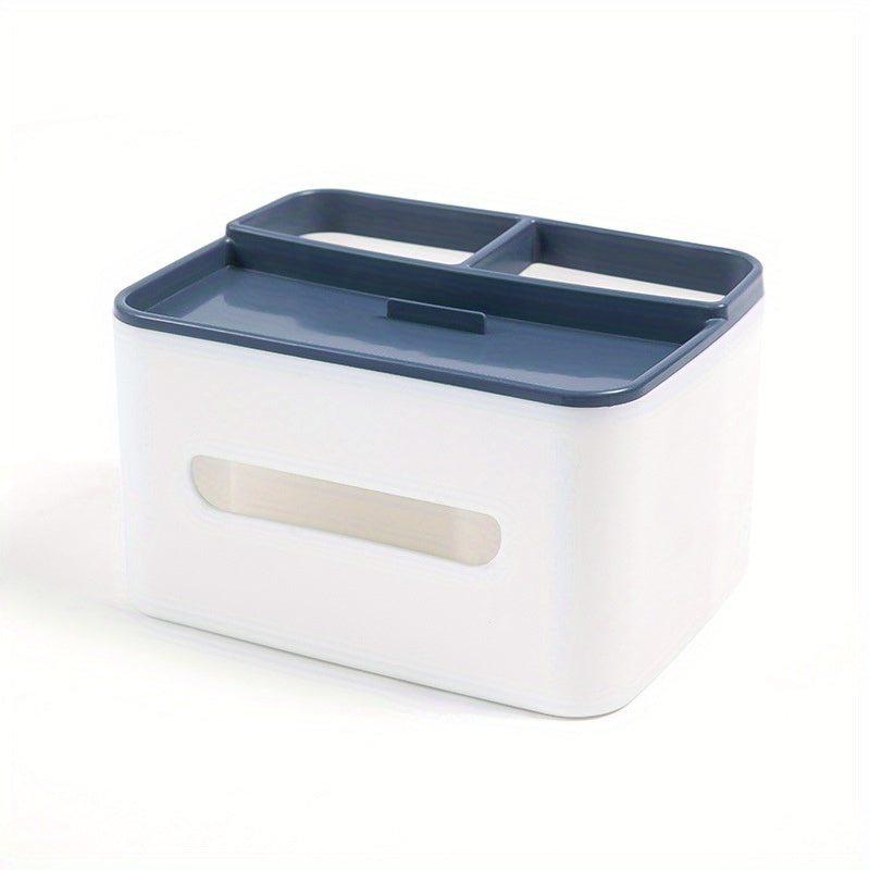 Organizador de Escritorio Multi-Functional con Porta-Pañuelos - Caja de Almacenamiento de Oficina de Plástico para Accesorios, Sin Materiales de Madera, Uso Libre de Electricidad - 1Pc Soporte de Escritorio para Organización en el Hogar y la Oficina