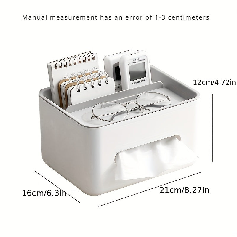 Organizador de Escritorio Multi-Functional con Porta-Pañuelos - Caja de Almacenamiento de Oficina de Plástico para Accesorios, Sin Materiales de Madera, Uso Libre de Electricidad - 1Pc Soporte de Escritorio para Organización en el Hogar y la Oficina