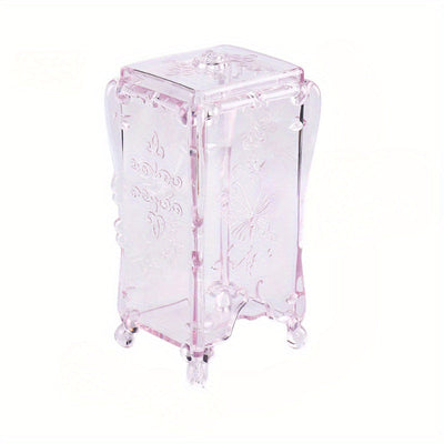 Caja Organizadora de Arte de Uñas con Diseño de Mariposa Acrílica Transparente - Almacenamiento de Pañuelos de Maquillaje con Patrón Floral, Ligera y Portátil para Salón o Uso Doméstico (7.5x6.5x15cm)