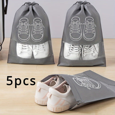 Juego de 5 bolsas plásticas impermeables para almacenar zapatos con cierre de cordón, organizadores de viaje transparentes, fácil identificación y ahorro de espacio, accesorios esenciales para viajes y salidas