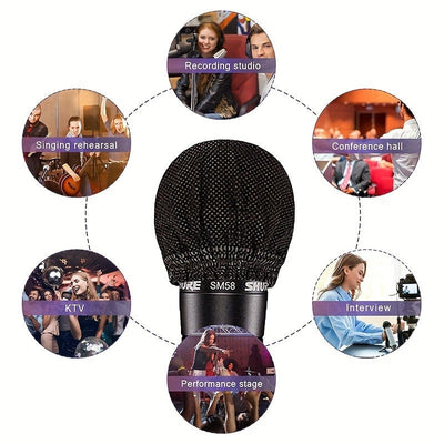 100 pzas Fundas Premium Desechables para Micrófonos - Suaves, Elásticas y Transpirables de Tela No Tejida Protectora para Micrófonos de Mano - Ajuste Universal para KTV, Estudio, Conferencia, Actuaciones, Entrevistas y Podcasting - Duraderas, Higiénicas