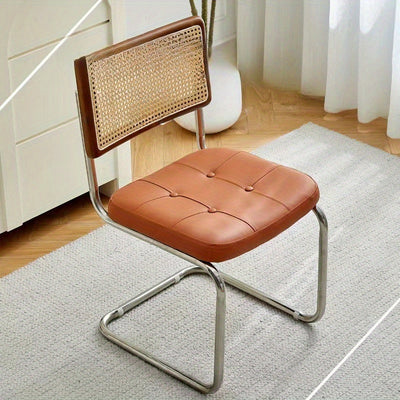 1 silla de comedor ergonómica con respaldo de ratán y asa, asiento ajustable para patio y hogar, operación manual, respaldo sólido, mantenimiento de limpieza localizada, adecuada para adultos - Ideal para superficies de suelo duro