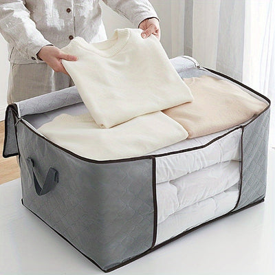 1 Unidad, Bolsa De Almacenamiento De Ropa, De Poliéster, Con Asas, Ventana Transparente, Gran Capacidad, Para Ropa Y Edredones, Organizador De Armario, Ahorro De Espacio Para El Hogar, Dormitorio, Dormitorio
