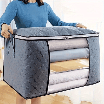1 Unidad, Bolsa De Almacenamiento De Ropa, De Poliéster, Con Asas, Ventana Transparente, Gran Capacidad, Para Ropa Y Edredones, Organizador De Armario, Ahorro De Espacio Para El Hogar, Dormitorio, Dormitorio