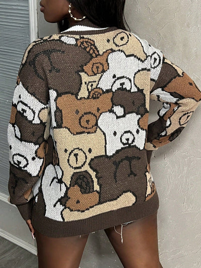 Slayr chaqueta de punto casual con patron asimetrico y contraste de color para mujer