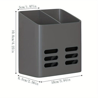1 pieza, Organizador de almacenamiento de pared, estante multifuncional que no requiere taladro, con cesta de drenaje, para cosméticos de baño, con soporte para cepillo de dientes y peine, soporte para afeitadora, esenciales para cocina y baño, accesorio