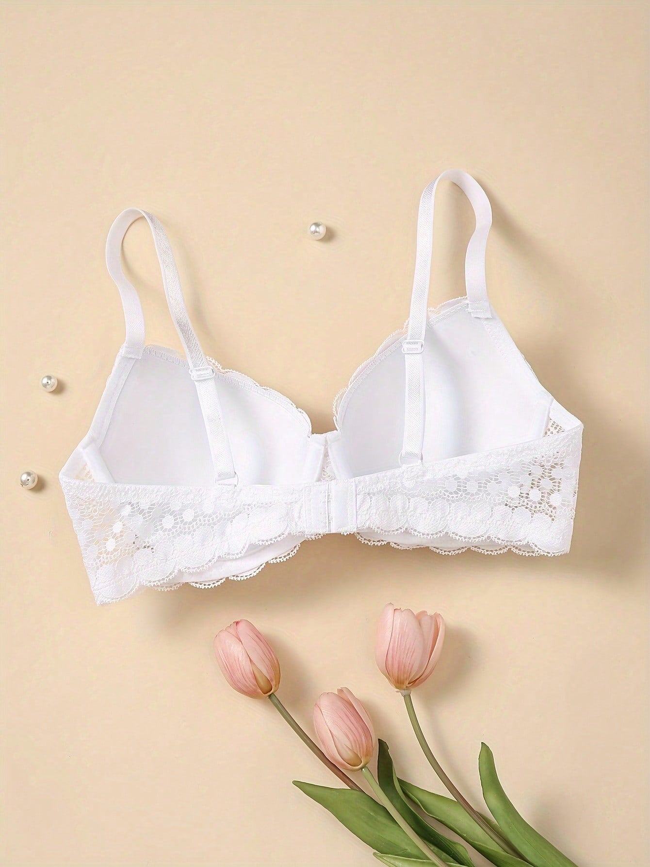 Sujetador comodo y sexy de encaje con volantes y efecto push-up para mujer, ropa interior