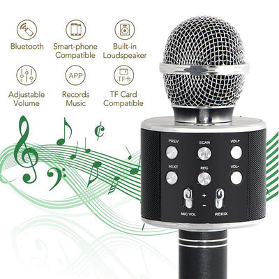 Micrófono Karaoke Bluetooth Parlantes Integrados para IOS y Android RF 858