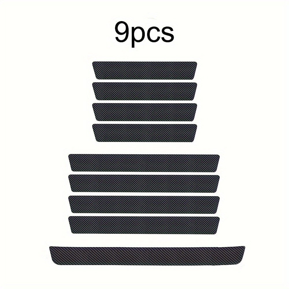 Juego de 9 Protectores de Umbral de Puerta de Fibra de Carbono - Pegatinas Resistentes a Arañazos, Fáciles de Instalar para una Protección Duradera