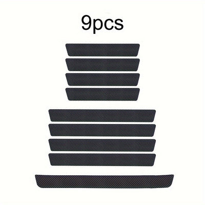 Juego de 9 Protectores de Umbral de Puerta de Fibra de Carbono - Pegatinas Resistentes a Arañazos, Fáciles de Instalar para una Protección Duradera