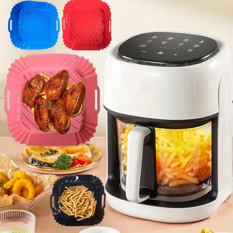 Revestimiento de Silicona para Freidora de Aire Cuadrado - Olla Reutilizable para Freidora de Aire de 22.86 cm - Accesorios para Freidora de Aire - Enchufe para Freidora de Aire para Horno de 6 a 9 Quartos y Accesorios para Microondas