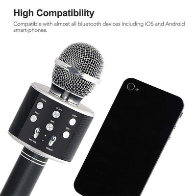 Micrófono Karaoke Bluetooth Parlantes Integrados para IOS y Android RF 858