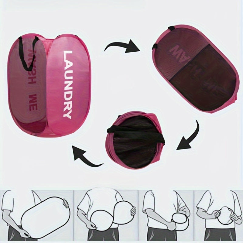 1pc Cesto de ropa plegable, cesta de ropa portátil con asas, contenedor de almacenamiento que ahorra espacio para la organización del hogar, estilo deportivo y de ocio versátil, ideal para decoración de baños, dormitorios y dormitorios.