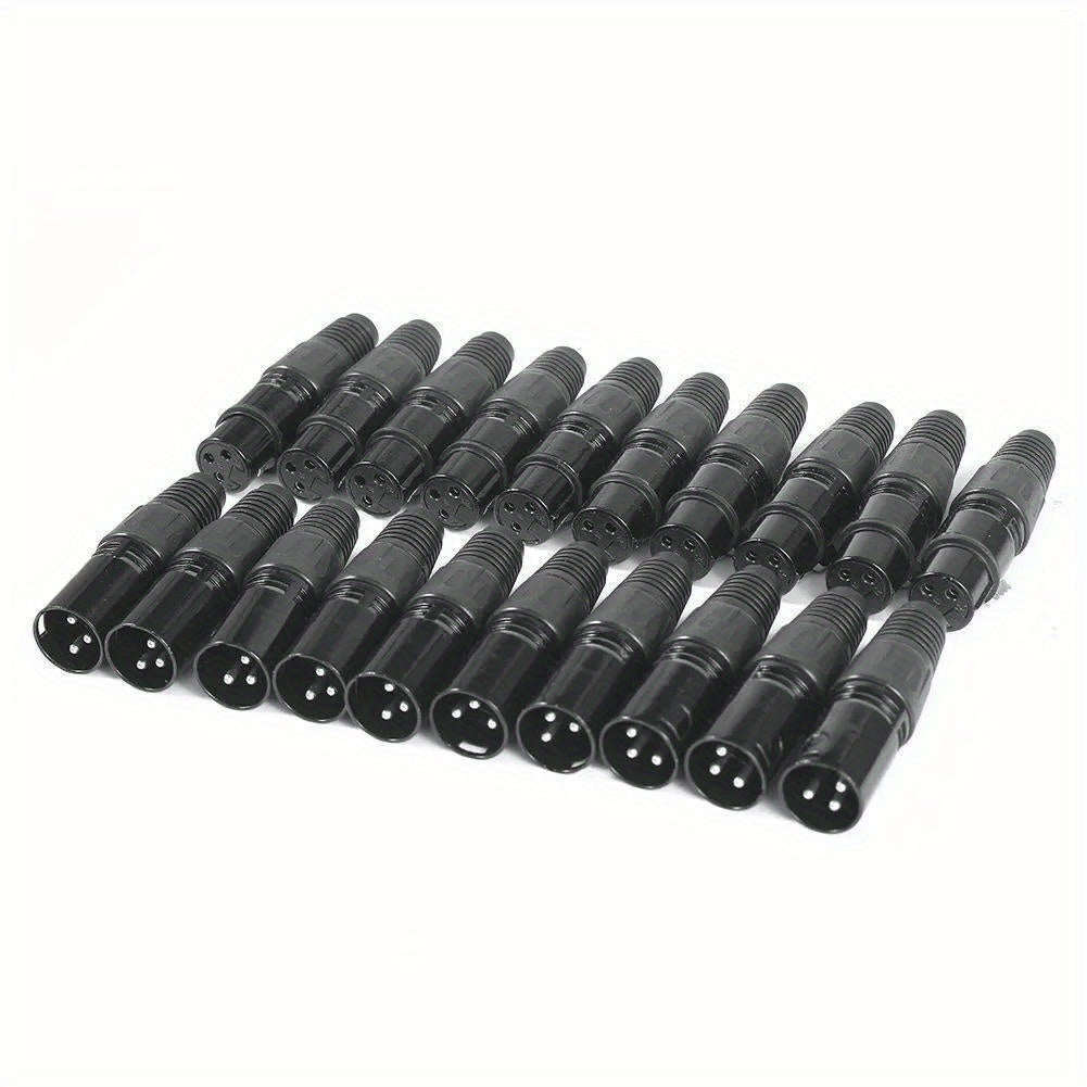 10 Pares de Conectores XLR DMX 3-Pines - Macho/Hembra Pasivo con Contactos Dorados para Señales de Audio y Iluminación Escénica - No Requiere Controlador de Potencia