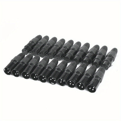 10 Pares de Conectores XLR DMX 3-Pines - Macho/Hembra Pasivo con Contactos Dorados para Señales de Audio y Iluminación Escénica - No Requiere Controlador de Potencia
