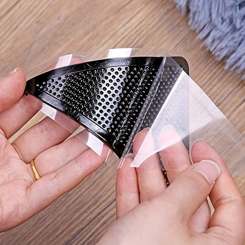 Juego de 8 Piezas de Fijadores para Alfombras Reutilizables y Lavables - Pegatinas Antideslizantes para Alfombras, Cinta Adhesiva Doble Cara, Garantizando una Decoración Estable en el Hogar