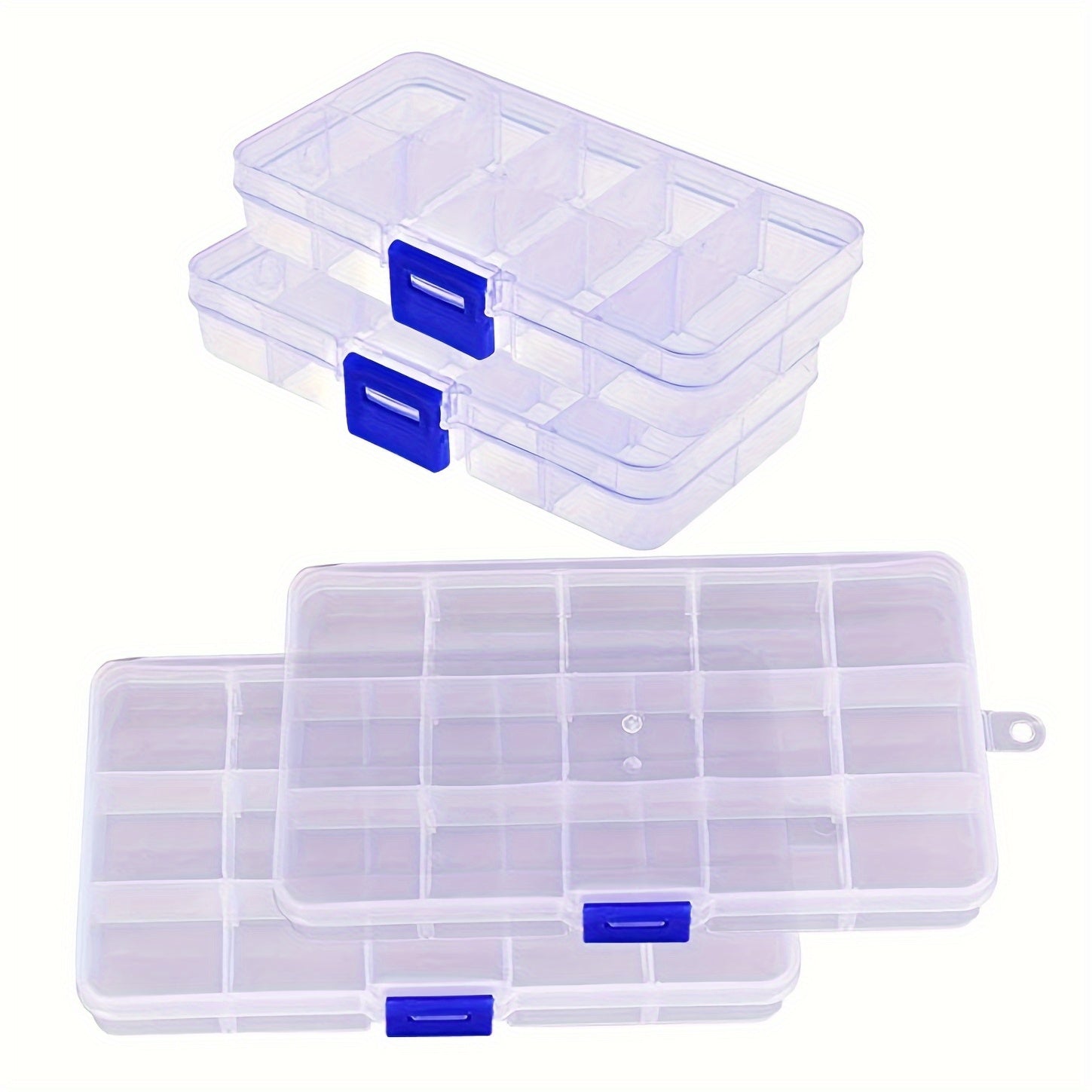4pcs Cajas Organizadoras de Plástico de Estilo Clásico con Cierre de Hebilla - Almacenamiento Rectangular Multipropósito para Mesa para Joyería, Cuentas, Suministros de Manualidades - No Necesita Electricidad, Organizador de Escritorio|Diseño Clásico|Caj