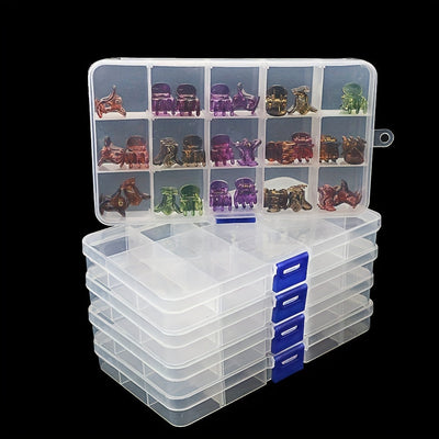 4pcs Cajas Organizadoras de Plástico de Estilo Clásico con Cierre de Hebilla - Almacenamiento Rectangular Multipropósito para Mesa para Joyería, Cuentas, Suministros de Manualidades - No Necesita Electricidad, Organizador de Escritorio|Diseño Clásico|Caj