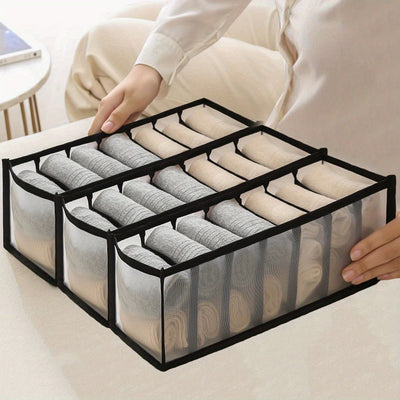 Organizador de 3 piezas para ropa interior y calcetines - Divisor de cajones de 7 compartimentos, artículos esenciales para la organización del armario del hogar