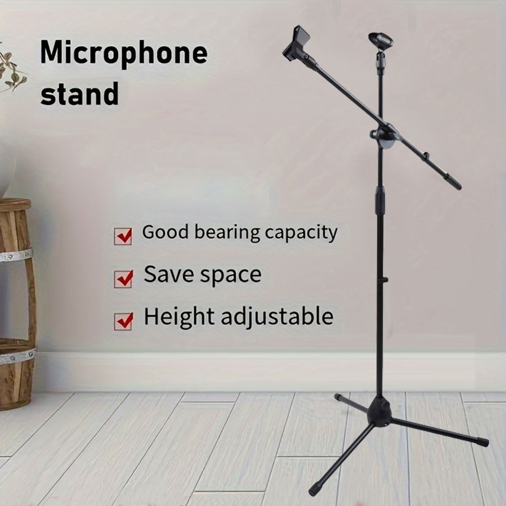 Soporte de Micrófono de Trípode con Brazo Extensible para Cantar, Karaoke, Escenario y Actividades al Aire Libre