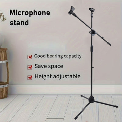 Soporte de Micrófono de Trípode con Brazo Extensible para Cantar, Karaoke, Escenario y Actividades al Aire Libre