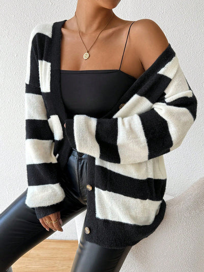 Essnce nueva moda sueter de lana de imitacion de vison con rayas para mujer, otono/invierno