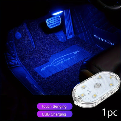 1 pieza / 4 piezas Luz LED para piso de auto recargable por USB, sensible al tacto, voltaje de operación ≤36V, compatible con autos, camiones y camionetas