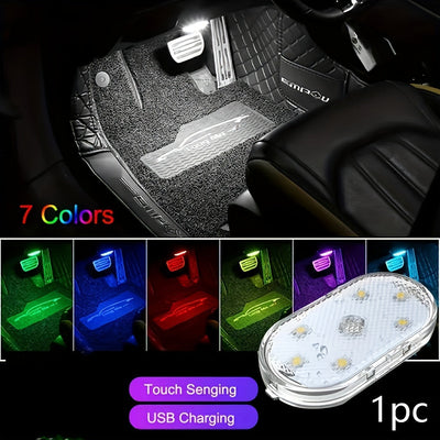 1pc Universal Ajuste USB Recargable Luz de Piso LED para Coche, Sensible al Tacto, ≤36V Voltaje de Funcionamiento, Compatible con Serie de Coches Americanos, para Vehículos, Camiones, Furgonetas