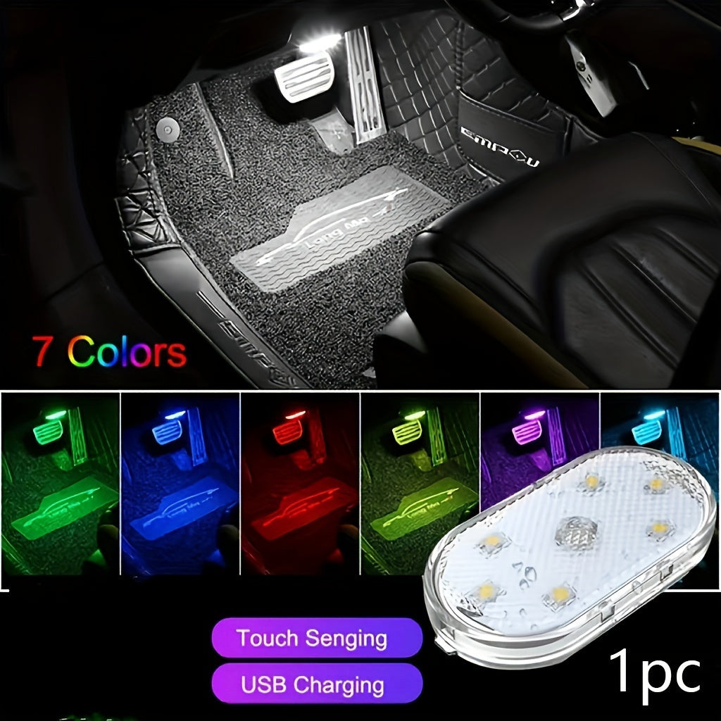 1 pieza / 4 piezas Luz LED para piso de auto recargable por USB, sensible al tacto, voltaje de operación ≤36V, compatible con autos, camiones y camionetas