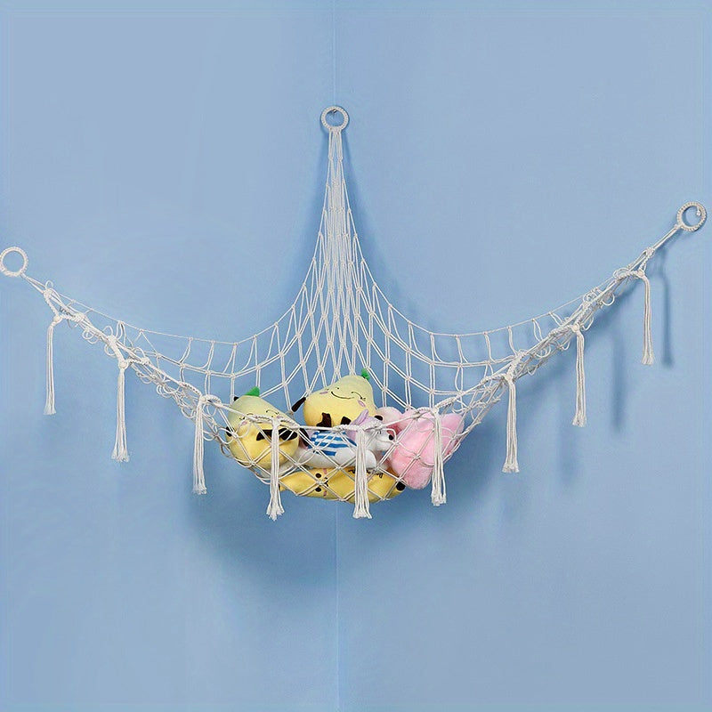 1pc Hamaca de Almacenamiento para Animales de Peluche para Decoración del Hogar y Regalos - Organizador de Juguetes Perfecto para Decoración del Hogar y Dormitorio, Red de Almacenamiento Triangular para Esquina de Pared