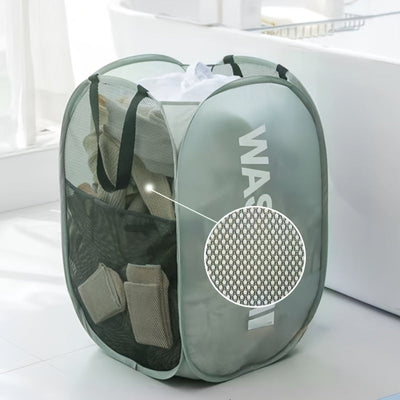 Cesta de Ropa Plegable con Asas - Cesta de Ropa de Malla de Tela Colapsible, Durable y Multifuncional Ahorradora de Espacio para Baño, Dormitorio y Más, Diseño de Impresión de Letra Estiloso