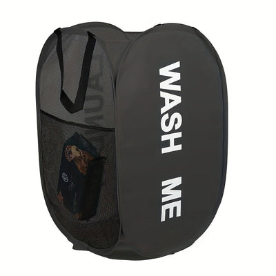 Cesta de Ropa Plegable con Asas - Cesta de Ropa de Malla de Tela Colapsible, Durable y Multifuncional Ahorradora de Espacio para Baño, Dormitorio y Más, Diseño de Impresión de Letra Estiloso