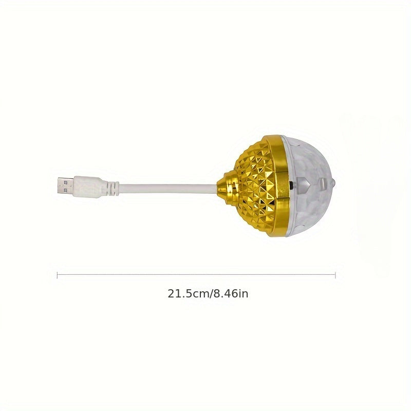 Conector USB de 0.5W LED Bola de Discoteca Luz, Rotatorio 7 Colores Mágica Luz de Escenario para Fiesta, KTV, Hogar, Baile - Luces LED RGB con Rotación de 360°, No Requiere Batería