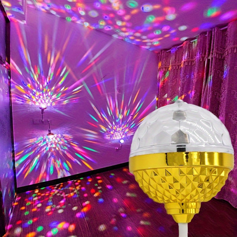 Conector USB de 0.5W LED Bola de Discoteca Luz, Rotatorio 7 Colores Mágica Luz de Escenario para Fiesta, KTV, Hogar, Baile - Luces LED RGB con Rotación de 360°, No Requiere Batería